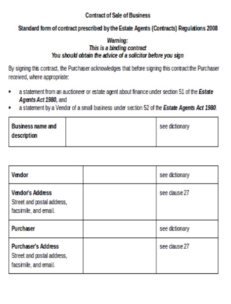 Blank Sales Agreement Template