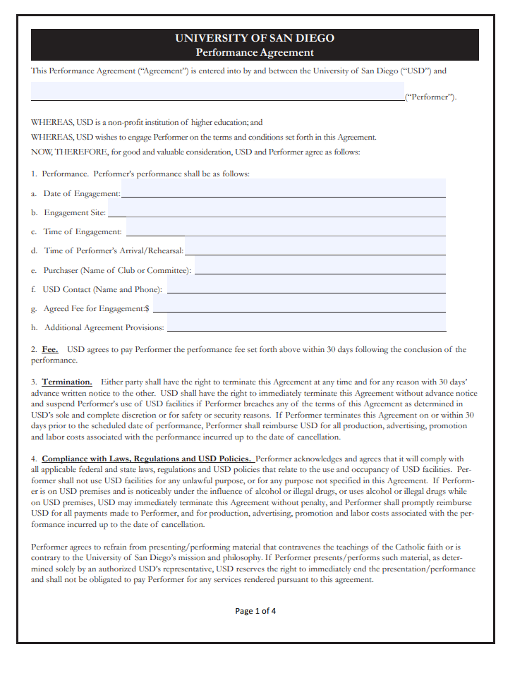 Performance Agreement Example