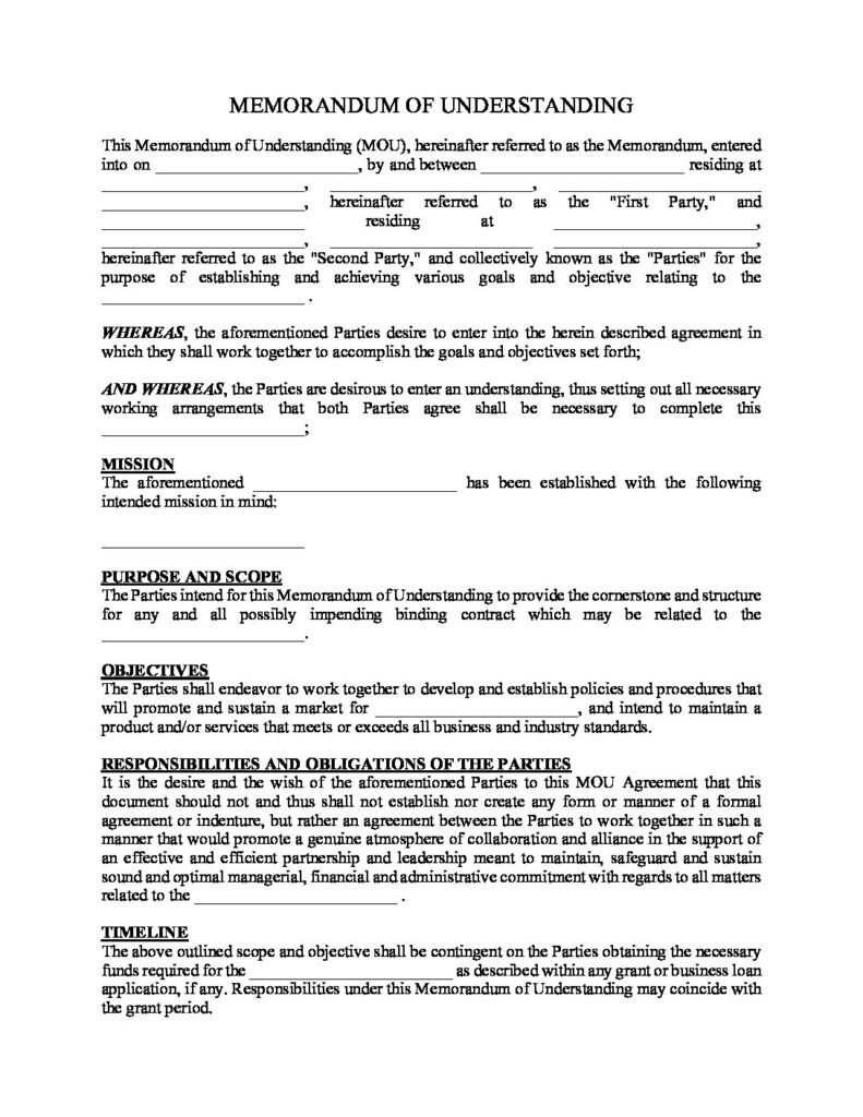 Memorandum-of-Understanding-Agreement-Format | Free Agreement Templates