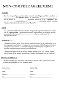 Non-Compete Agreement Template | Free Agreement Templates