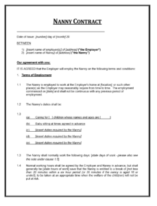 Nanny Contract Template